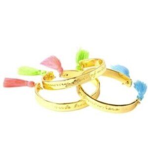 Lilly Pulitzer Tassel cuff engraved set of 3 NEW